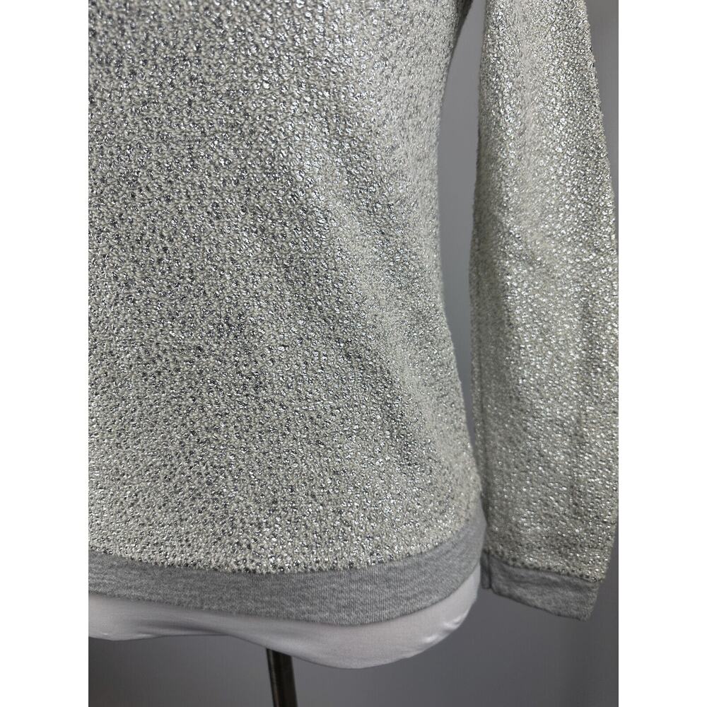 NWT Anthropologie x Dolan Left Coast Shine Sweater Silver Textured Pullover XS - Picture 8 of 16